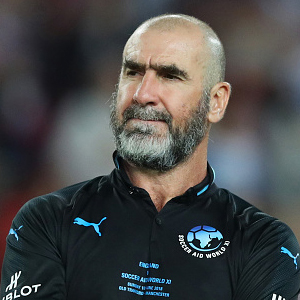 MANCHESTER, ENGLAND - JUNE 10:  Eric Cantona of the Rest of the World looks on in defeat after the Soccer Aid for UNICEF 2018 match between Englannd and the Rest of the World at Old Trafford on June 10, 2018 in Manchester, England.  (Photo by Lynne Cameron/Getty Images)